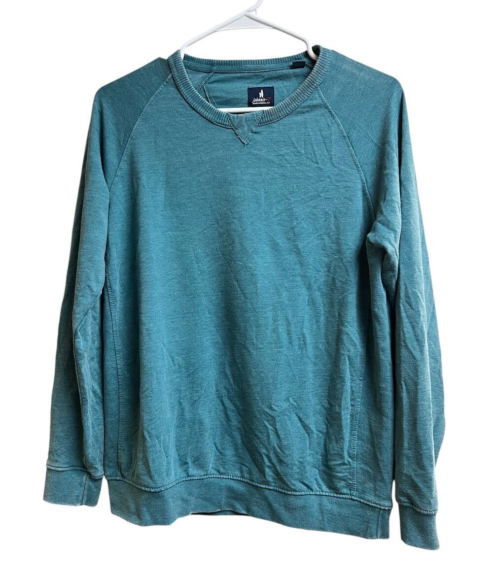 Johnnie-O Taber Jr Crewneck Bluish Green Rainwashed Sweatshirt YL/XL 14